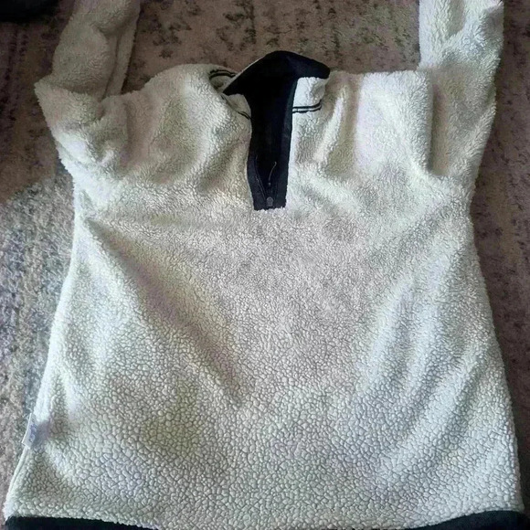 Orvis Mens Dark Gray and Black Sherpa Lined 1/4 Zip Sweater  M - Picture 14 of 16